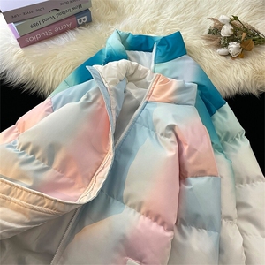 M08-特P75潮牌渐变棉服男2025冬季新款加厚保暖情侣款棉袄冬装图片