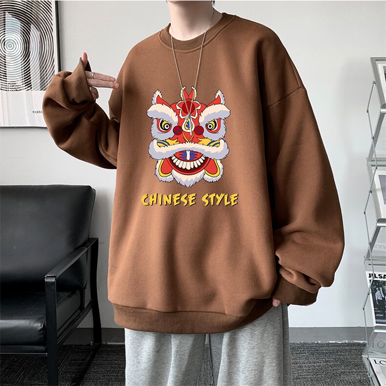 圆领卫衣男大码加厚加绒长袖t恤男S6185-P28加绒款-P33,男装卫衣,电商A040