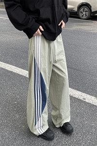 8XL-M 加绒加厚条纹工装裤束脚休闲阔腿美式运动裤男K9116P58控78图片