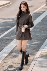 现货2026年秋季新款中长款拼色潮休闲风衣外套，女装风衣，依如秀(原杭风阁)