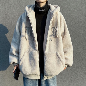 F82-P56 冬季潮流小众加厚棉衣情侣装美式复古羊羔毛棉服外套男图片
