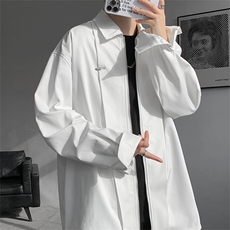 现货小众设计立体压褶金属解构阔款外套衬衫机车美式潮流衬衫P55，男装衬衫，电商B319