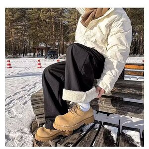 加绒加厚冬款男女休闲裤保暖宽松直筒休闲长裤h8084 P40图片