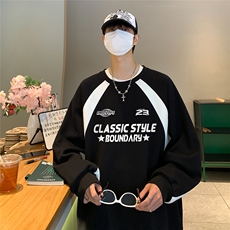 港风23新款秋季时尚百搭宽松字母印花套头卫衣B6801P60控78，男装卫衣，电商A268A