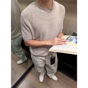 潮流新款百搭无品牌老钱风松弛透气圆领短袖针织衫气质流行ins图片