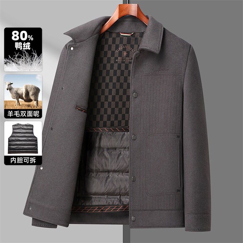 Q23818主推数据好双面尼羽绒内胆可脱卸男装羽绒服跑量长期款,男装羽绒服,钱塘207-2