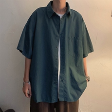 夏季休闲男士潮牌短袖衬衫轻熟风痞帅男装潮流中性衬衣CS32-P32，男装衬衫，星座1008-1