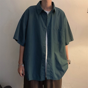 夏季休闲男士潮牌短袖衬衫轻熟风痞帅男装潮流中性衬衣CS32-P32图片
