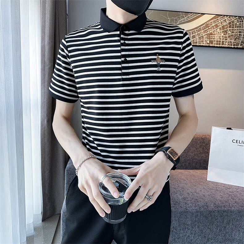 货已补齐夏季短袖T恤翻领条纹时尚Polo衫T08-特P43,男装T恤,电商D342
