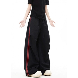 凉感速干防晒工装裤男女夏季潮条纹撞色休闲情侣伞兵裤 KB896图片