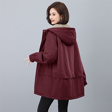 加厚棉衣中长款女2024年秋冬装新款妈妈装加绒宽松大码派克服外套，女装派克服，希欧阁