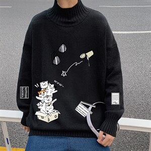M18115-P45加绒款-P65半高领毛衣男士大码针织衫男毛线衣男，男装针织衫/毛衣，电商A040