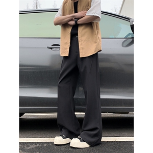 裤子男英伦雅痞男装西裤垂坠感高级感阔腿休闲长裤X0326-P42图片