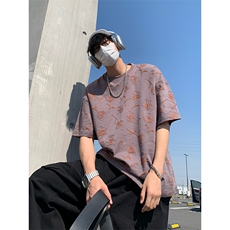 设计感烧花圆领正肩T恤男女夏季大码短袖上衣T3613-特价P30，男装T恤，电商A007
