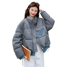 短款灰色羽绒服女2025冬季新款泡芙保暖巨好看面包服90白鸭绒外套，女装羽绒服，2C159