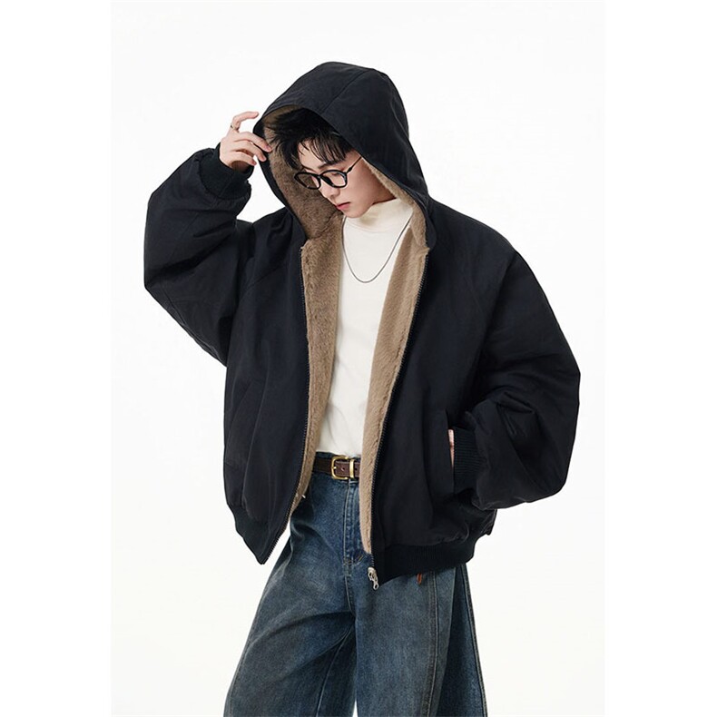 两面穿现货重磅短款座山雕棉衣男女双面穿毛毛绒棉服加厚外套,男装棉衣,电商A486