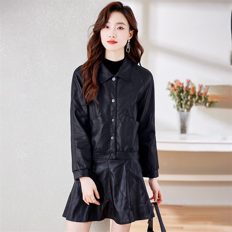 皮衣外套女2026年春季新款水洗皮机车服显瘦pu皮夹克韩版短外套潮图片