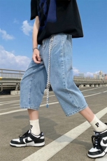 2023夏季新款港风外景大码直筒七分牛仔裤M-5XGK22214-P50，男装牛仔裤，电商A022