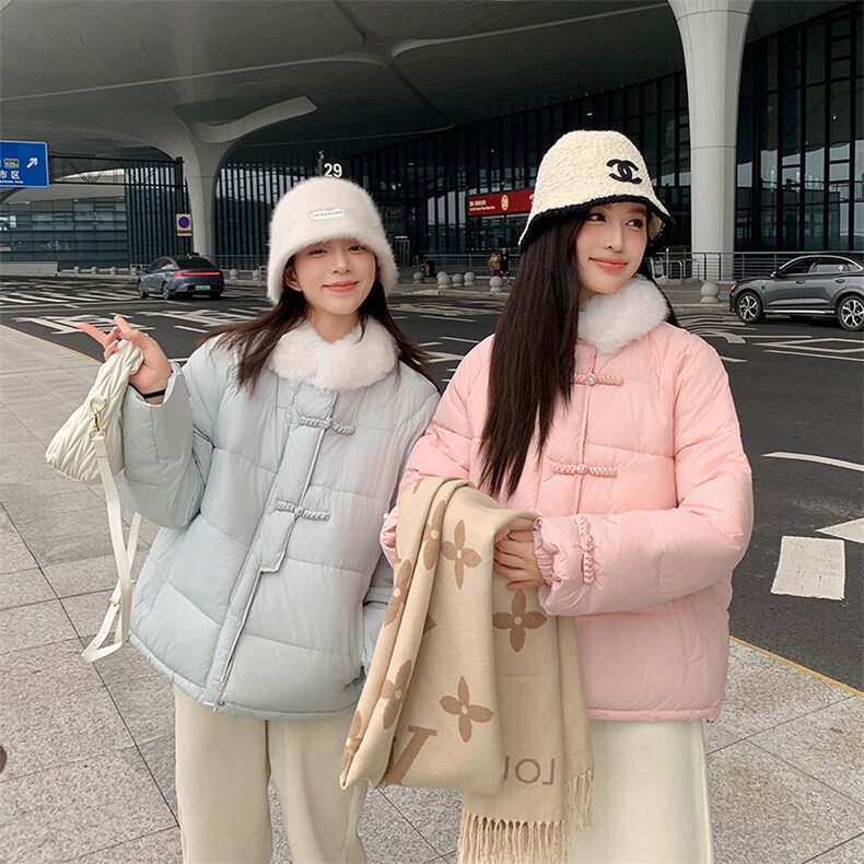 CC084-P100 新中式风盘扣棉服女冬季新款短款面包服外套棉衣潮图片
