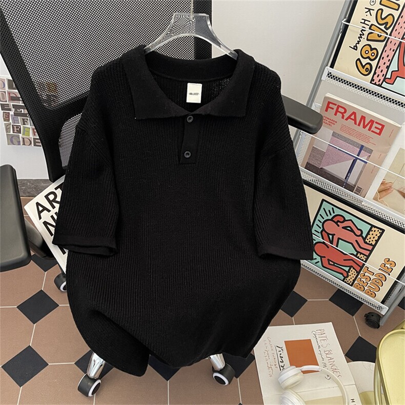 夏季简约针织翻领polo衫短袖T恤韩版宽松慵懒半袖GT181P48,男装Polo衫,星座1013-1