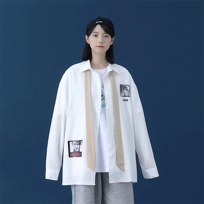 长袖衬衫(配领带)春款男港风潮流C8001P32,男装衬衫,星座1116-2