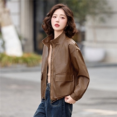 2026年春季新款现货潮流皮衣休闲外套气质时尚立领女装，女装皮衣，臻衣坊