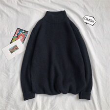 港风平铺纯色针织衫男女半高领简约打底衫套头毛衣M112，男装针织衫/毛衣，电商D202