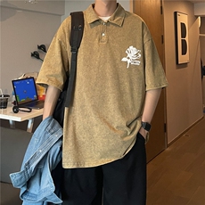 抖音品质2023夏季大码短袖polo衫男休闲发泡印花T恤XP77065-P45，男装Polo衫，电商A042
