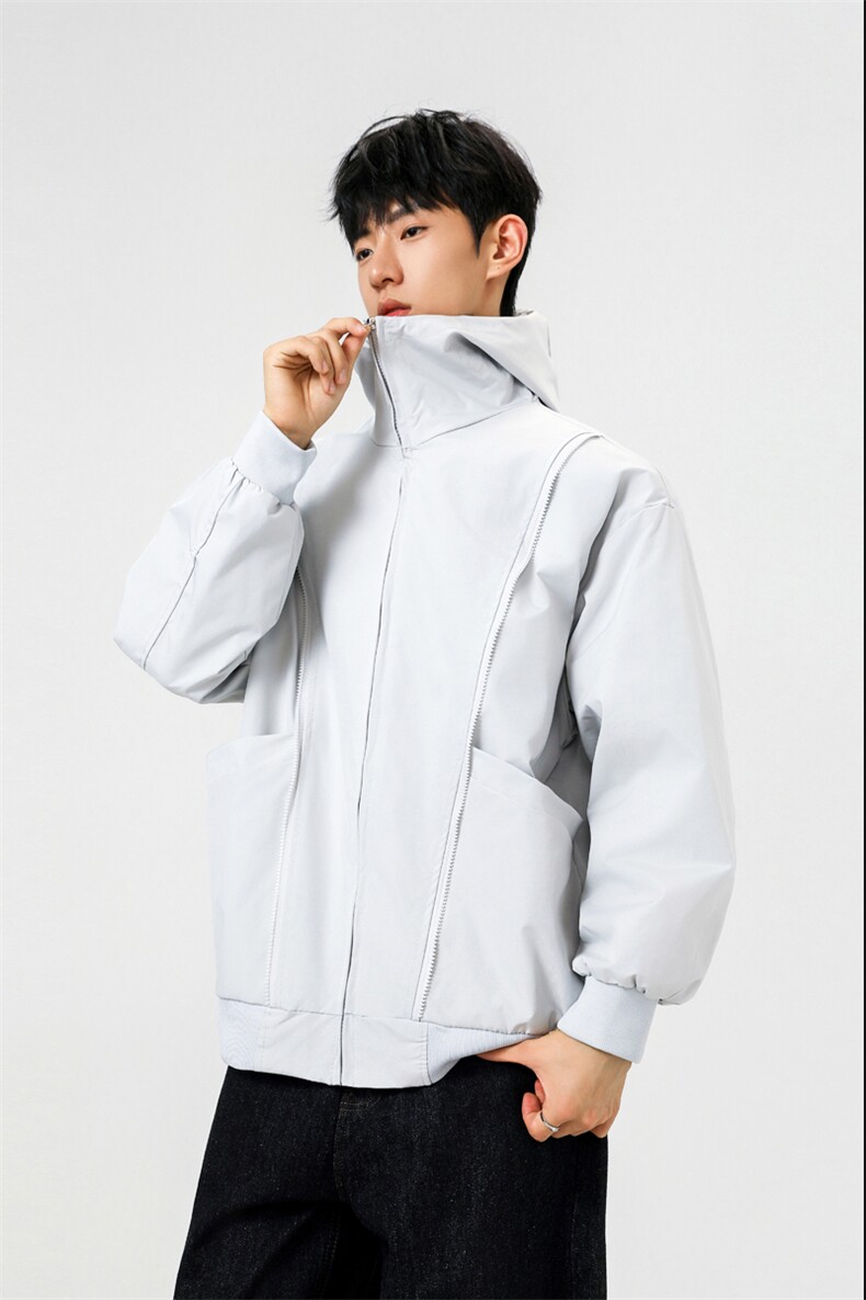 可二开拉链装饰解构大码M-5XL夹克男100%聚酯纤维JK78092P69控108,男装夹克,星座226-1