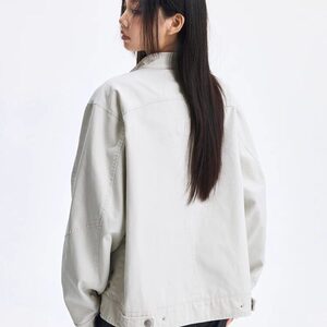 复古哈灵顿水洗帆布夹克美式街头风立领休闲外套男女LJK89688-p78图片