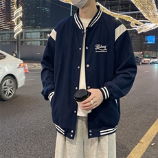 春季新款美式复古学院风休闲宽松夹克藏蓝色棒球服外套JK668，男装夹克，星座1116A-1（原606A）