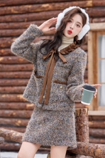 2025新秋冬款《财阀千金小香风套装》套装小香风双面呢两件套女装，女装套装/套裙，韩宇舍