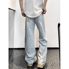 水洗蓝色破洞阔腿牛仔裤男女夏季磨破宽松百搭直筒拖地裤NS702，男装牛仔裤，星座1116A（原606A-3）