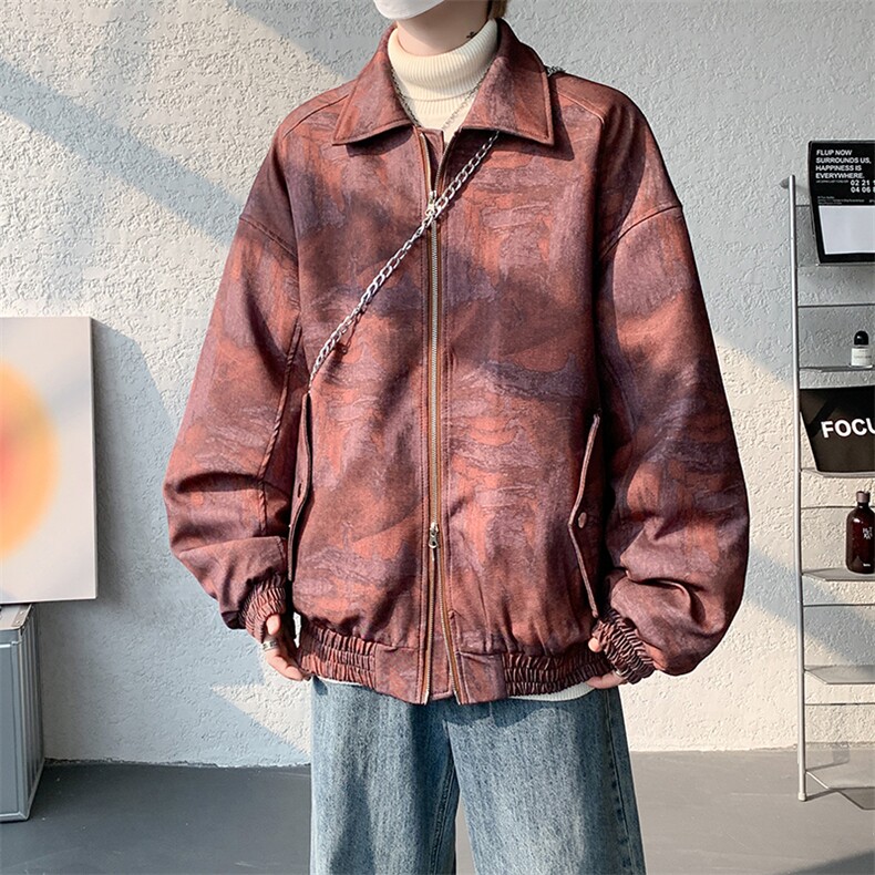 加棉美式扎染冬季加厚潮牌棉衣翻领复古双开拉外套979P115,男装棉衣,电商A458A