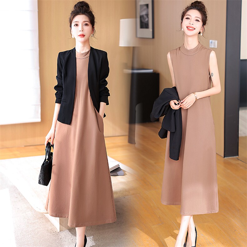 2024春装新款女装穿搭西装连衣裙两件套装小香风时尚通勤气质，女装套装/套裙，曼娅璐