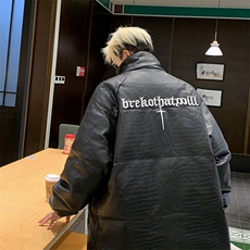 冬装PU皮鳄鱼纹刺绣羽绒棉服立领男外套M1604P100直播，男装棉衣，星座1904A-1