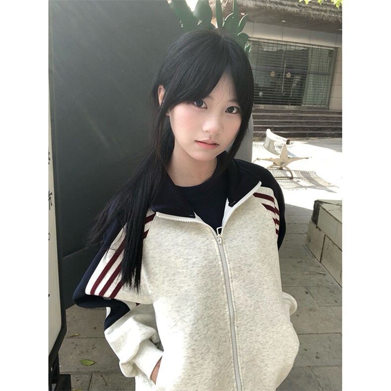 抖音得物高品质美式高街重磅结构织带拼接撞色立领卫衣外套CM41,男装卫衣,电商A486