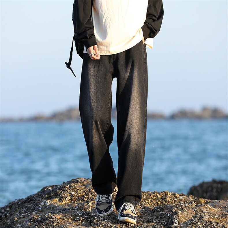 春秋季新款牛仔裤男宽松直筒潮牌港风潮流百搭长裤子星座205-1，男装牛仔裤，星座205-1