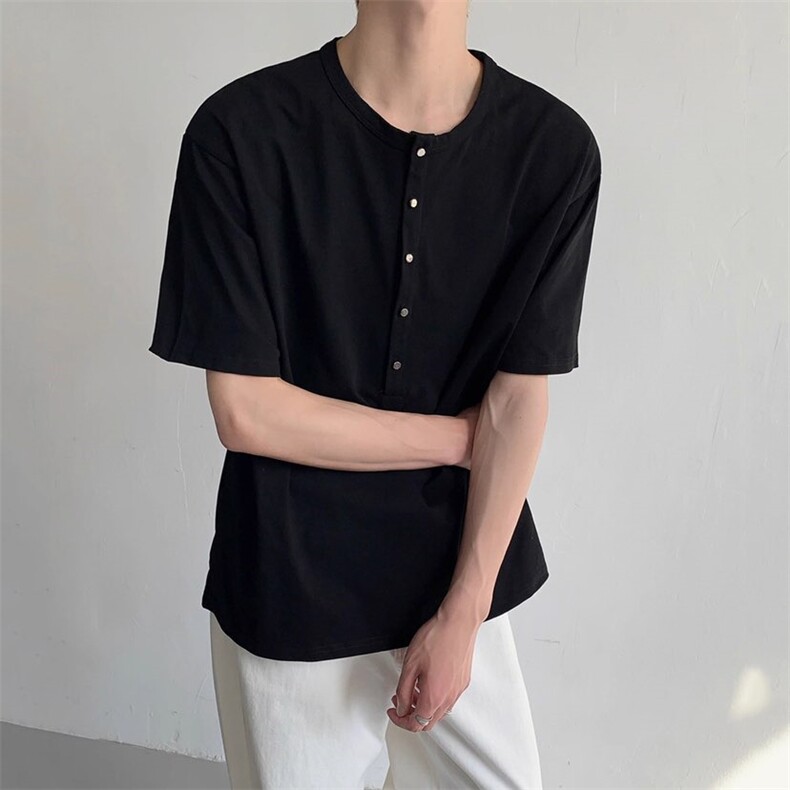 老钱风亨利领冰丝针织短袖ZX0289-P43,男装T恤,星座313A(原308A-2)