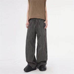 美式复古条纹垂感休闲裤男2025春秋新款宽松直筒阔腿裤M6603/P68图片