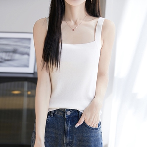 2025夏季新款无袖背心女一字领修身显瘦西装内搭吊带薄款打底上衣图片