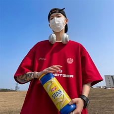 抖音得物二开现货220克夏装重磅美式高街宽松短袖t恤MT194，男装T恤，电商A486-1