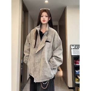 扎染美式飞行夹克皮衣男高级感外套立领飞机扣棒球服L960366-P75图片