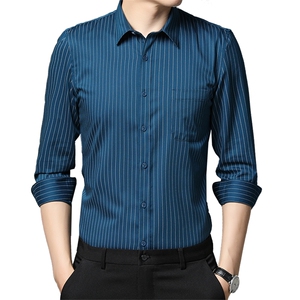 长袖衬衫春季2023新款中年男士商务休闲百搭易打理宽松衬衣外套男图片