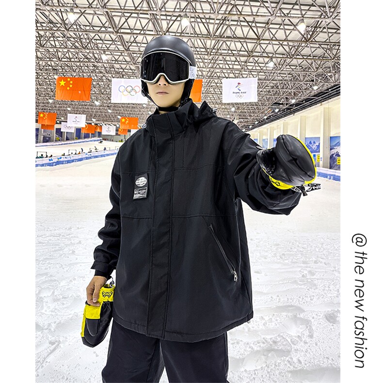 冬款单板双板连帽男女防水防风加绒加厚中性滑雪服外套M35-P125图片