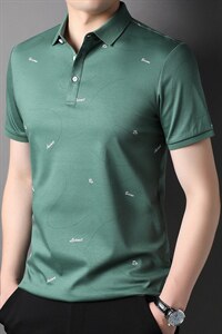 男士轻奢短袖T恤时尚潮流翻领半袖商务纯色上衣服体恤男装图片