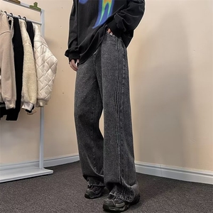 美式高街牛仔裤男韩版潮流个性帅2024春季ins宽松长裤RK1298-P47图片