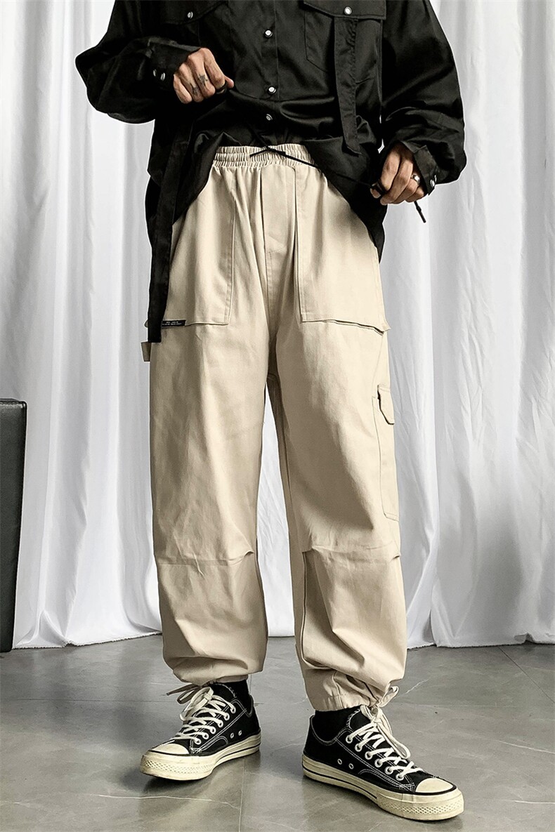 2021秋季新短句港风大码男直筒阔腿抽绳束脚休闲裤九分裤K262-P50,男装休闲裤,电商A001