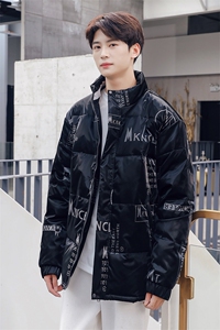 现货潮牌鲨鱼皮高端品质立领韩版大码情侣羽绒服面包服男外套短款图片