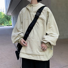 秋款男夹克高领连帽侧边开叉拉链字母刺绣冲锋衣外套JK7011P75，男装夹克，星座1013-1